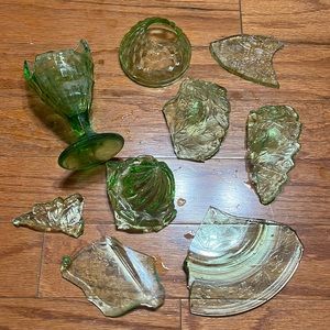 Uranium glass shards antique vintage